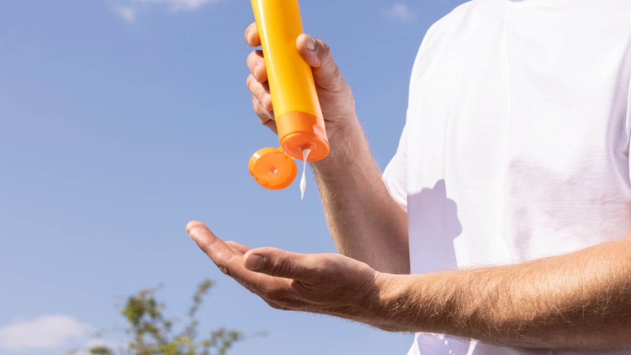 applying sunscreen