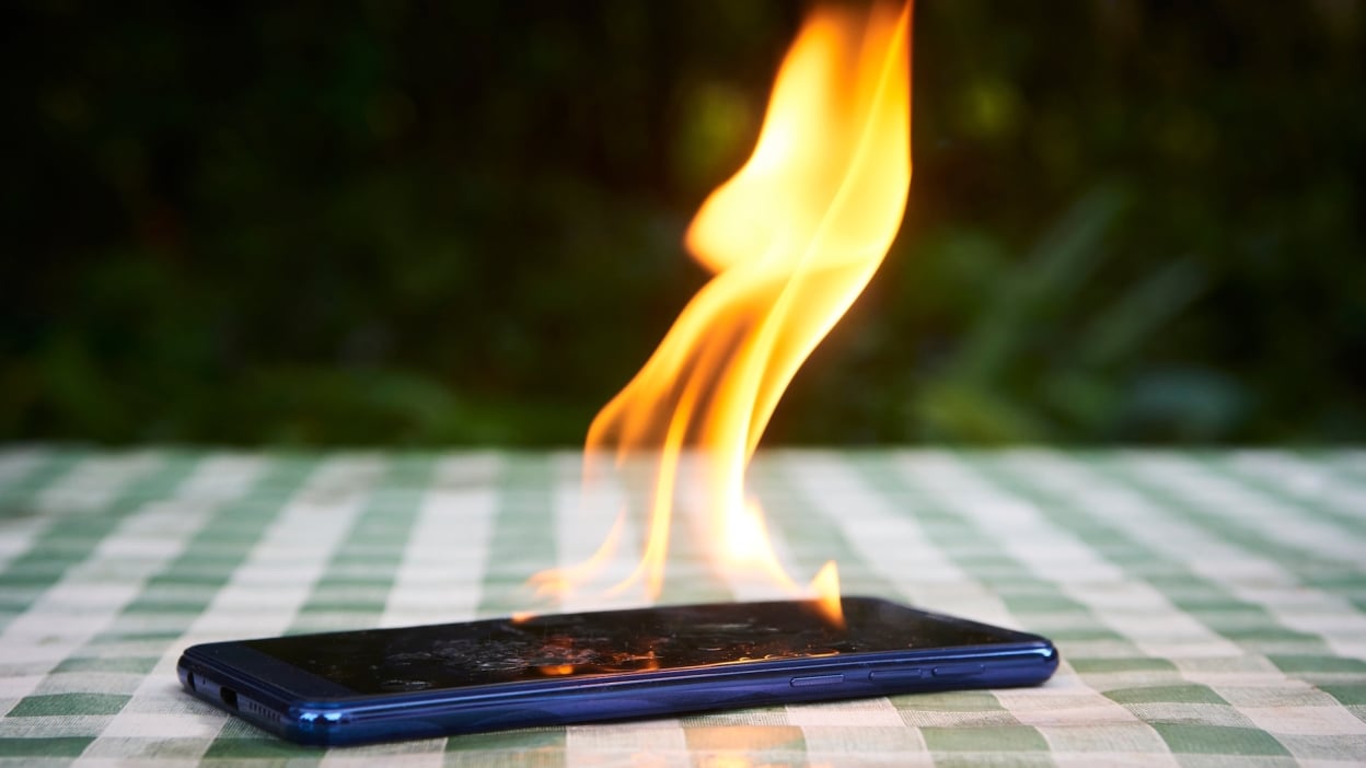 Phone on fire