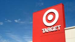 The giant bullseye logo on a Target store sign