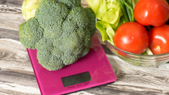 vegetables on a kitchen scale