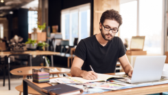 Bearded man at work