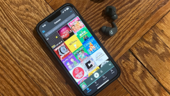 A photo of an iPhone displaying the home page of the Pocket Casts app