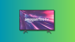 Amazon Fire TV HD32N200A or HD40N200A on a teal and green gradient background.