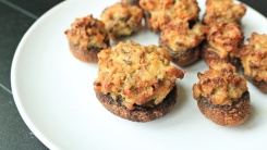 Stuffed mushrooms on a plate.