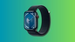 Apple Watch Series 9 on a teal and green gradient background.