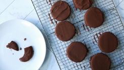 Thin mints on a cooling rack.