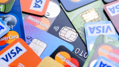 Close-up of credit card pile