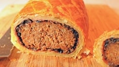 Meatloaf wellington on a cutting board