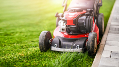 Lawn mower on grass