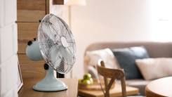 Electric fan on table 