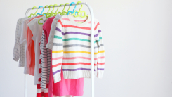 Children's clothing on a rack 