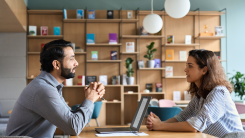 Meeting between two young professionals.