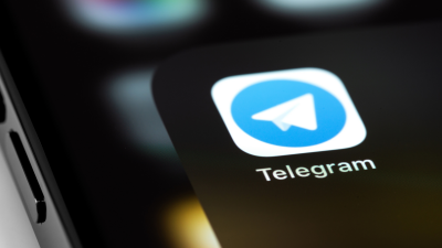 Telegram logo on a smartphone