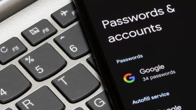 Passwords and Accounts Settings page on a Google Pixel 4a smartphone.