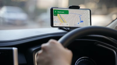 Google Maps being used in a car