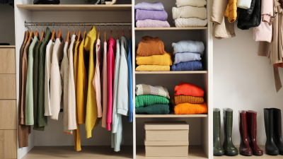 organized clothing closet with shelves