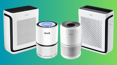 Levoit Air Purifiers against a gradient background