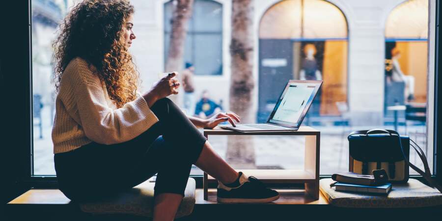 A woman using a laptop