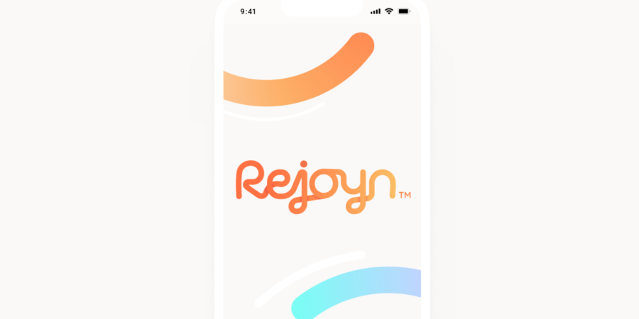 The Rejoyn logo edited onto a smartphone